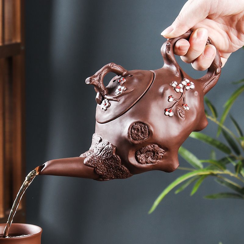 ✩ 絕版收藏！正宗宜興紫砂朱泥長嘴供春壺 ❘ 黃金大容量500cc ❘ 純手工浮雕匠製，泡茶更香